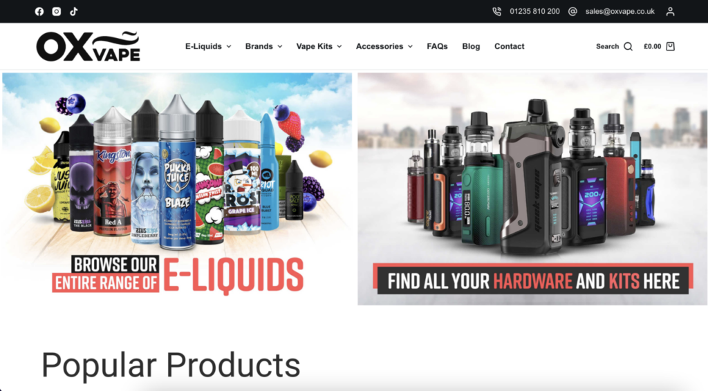 OX Vape New Homepage
