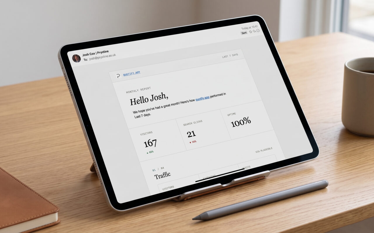 SendTidings Email Mocked up on an iPad